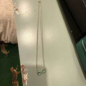 Tiffany & Co. Silver and Teal Infinity Necklace